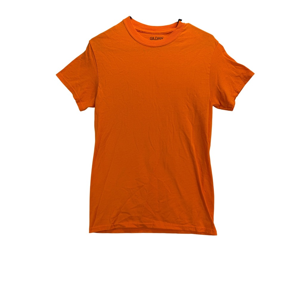 Gildan DryBlend Orange Short Sleeve T-Shirt Kids Small S Crew Neck Solid 1341
